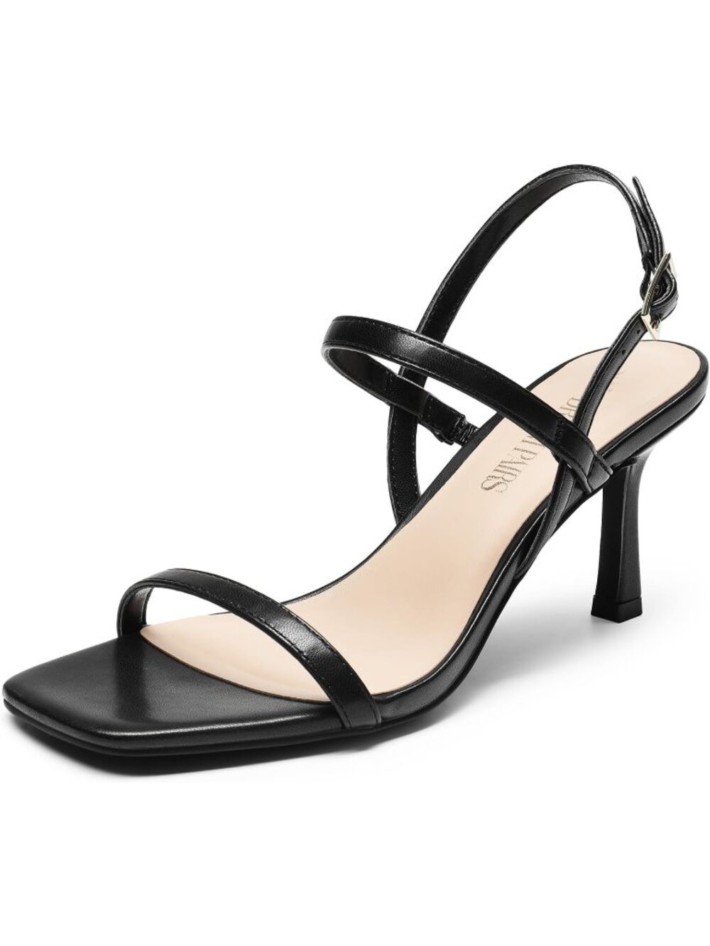 Dream Pairs Women's Black Square Open Toe Slingback Heels Ankle Strappy Sandals